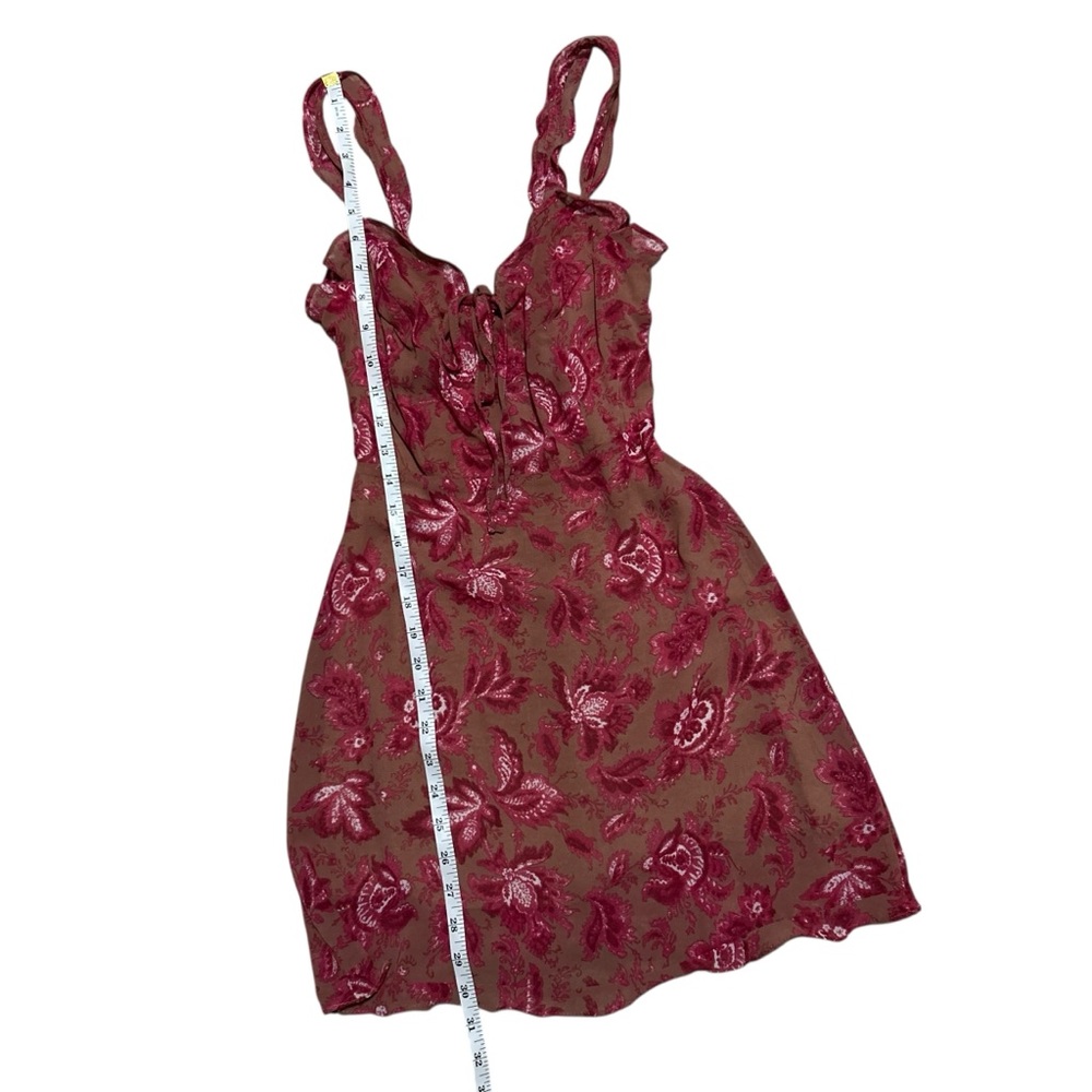 ‼️SOLD‼️ WHITE FOX Sleeveless Floral Print Tie Front Mini Dress XS - Picture 11 of 15